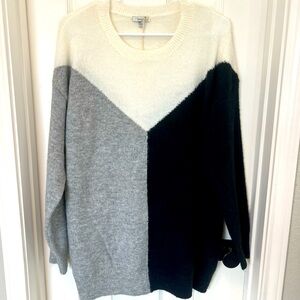 Colorblock Sweater - Black, Gray, and Cream Large NWT.
